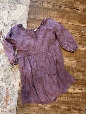 Purple Tiered V-Neck Dress